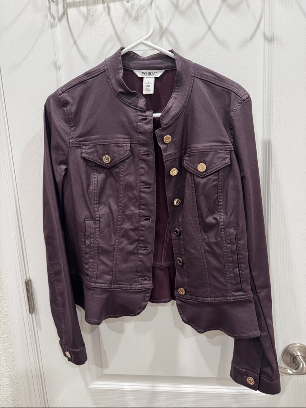 White House Black Market Plum Button-Front Jean Jacket